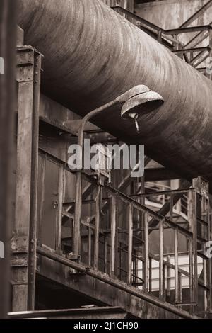 this old lamp is a remnant of an old steel mill on the Phoenix Wet site in Dortmund, Germany Stock Photo
