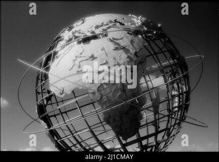The Unisphere globe sculpture in Flushing Meadows Corona Park, Queens created for 1964 Worlds Fair, New York City, New York, USA showing the Africa si Stock Photo