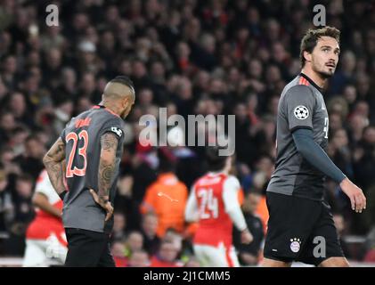 LONDON, ENGLAND - MARCH 7, 2017: Mats Hummels of Bayern pictured during the second leg of the UEFA Champions League Round of 16 game between Arsenal FC and Bayern Munchen at Emirates Stadium. Copyright: Cosmin Iftode/Picstaff Stock Photo