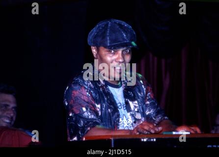 Musician Ivan Neville performing on keyboards at The Mint nightclub in Los Angeles, CA Stock Photo