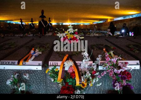 Rome, Italy. 24th Mar, 2022. View of Fosse Ardeatine shrine, with the graves of victims of Nazi massacre (Photo by Matteo Nardone/Pacific Press) Credit: Pacific Press Media Production Corp./Alamy Live News Stock Photo