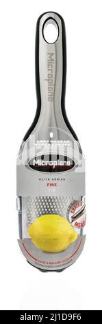 Winneconne, WI -20 March 2021: A package of Microplane fine grate on an isolated background Stock Photo