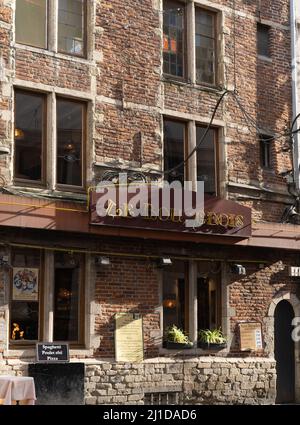 Brussels, Belgium - March 16 2022: Old street in center of Brussels, Belgium Stock Photo