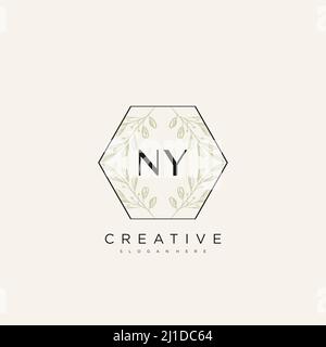NY Initial Letter Flower Logo Template Vector premium vector Stock Vector