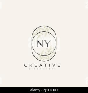 NY Initial Letter Flower Logo Template Vector premium vector Stock Vector