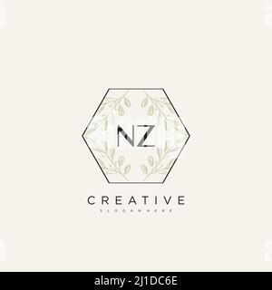NZ Initial Letter Flower Logo Template Vector premium vector Stock Vector