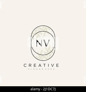 NV Initial Letter Flower Logo Template Vector premium vector Stock Vector