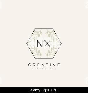 NX Initial Letter Flower Logo Template Vector premium vector Stock Vector