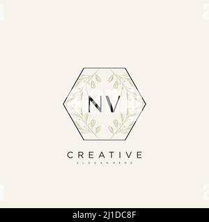 NV Initial Letter Flower Logo Template Vector premium vector Stock Vector