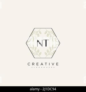 NT Initial Letter Flower Logo Template Vector premium vector Stock Vector