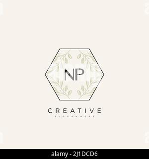 NP Initial Letter Flower Logo Template Vector premium vector Stock Vector
