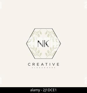 NK Initial Letter Flower Logo Template Vector premium vector Stock Vector