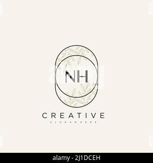 NH Initial Letter Flower Logo Template Vector premium vector Stock Vector
