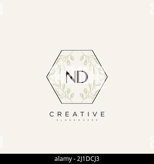 ND Initial Letter Flower Logo Template Vector premium vector Stock Vector