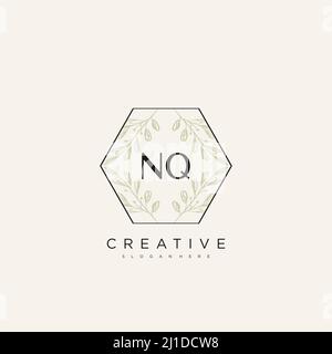 NQ Initial Letter Flower Logo Template Vector premium vector Stock Vector