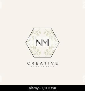 NM Initial Letter Flower Logo Template Vector premium vector Stock Vector