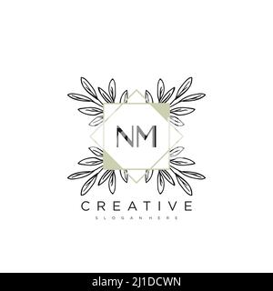 NM Initial Letter Flower Logo Template Vector premium vector Stock Vector