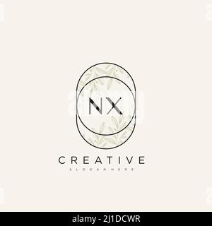 NX Initial Letter Flower Logo Template Vector premium vector Stock Vector