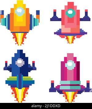 projectile game set cartoon vector illustration Stock Vector Image ...
