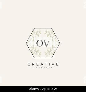 OV Initial Letter Flower Logo Template Vector premium vector Stock Vector