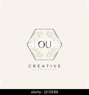 OU Initial Letter Flower Logo Template Vector premium vector Stock Vector