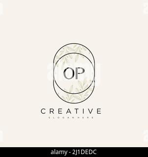 OP Initial Letter Gold calligraphic feminine floral hand drawn heraldic ...