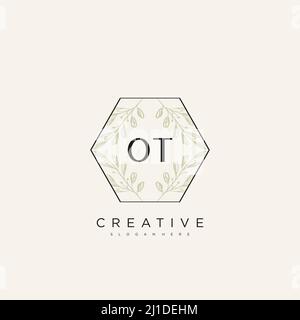 OT Initial Letter Flower Logo Template Vector premium vector Stock Vector