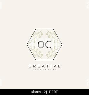 OC Initial Letter Flower Logo Template Vector premium vector Stock Vector