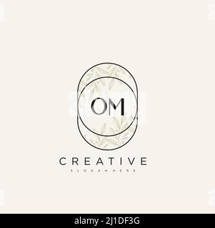 OM Initial Letter Flower Logo Template Vector premium vector Stock Vector