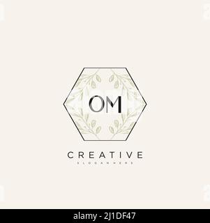 OM Initial Letter Flower Logo Template Vector premium vector Stock Vector