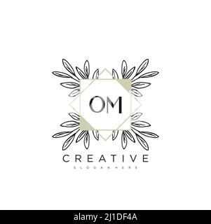 OM Initial Letter Flower Logo Template Vector premium vector Stock Vector