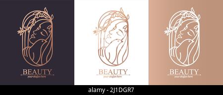 Logo woman with a bird. The girl gently hugs the bird. Abstract design concept for many lines of business. Stock Vector