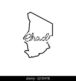 Chad outline map with the handwritten country name. Continuous line drawing of patriotic home sign. A love for a small homeland. T-shirt print idea. V Stock Vector