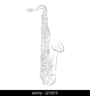 Saxophone. Zentangle stylized. Pattern. Vector illustration . Freehand pencil. Hand drawn. International Jazz Day. 30 April, Stock Vector