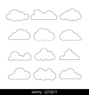 Set of Cloud Icons in trendy flat style isolated on white background. Cloud symbol for your web site Stock Photo