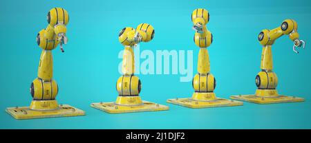 3d illustration. robotic arm . Industrial robot manipulator. Modern industrial technology. Stock Photo