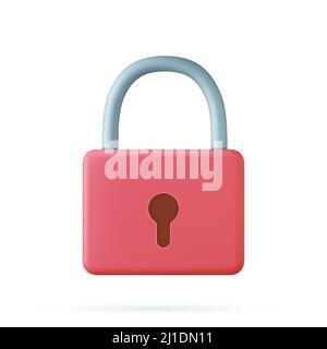 3d red padlock icon. Stock Vector