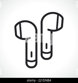 wireless earphones thin line icon isolated design Stock Vector