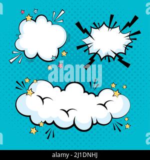 expression pop art three icons Stock Vector