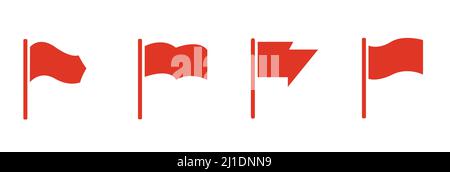 Red flag sicons set. Set of vector flags. Waving Flag Icons for Banners, Presentations Stock Vector