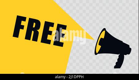 Free symbol. Megaphone banner. Special offer sign. Sale. Loudspeaker Stock Vector
