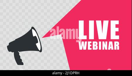 Live Webinar Icon Flat Design with megaphone Stock Vector
