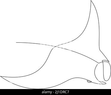 Manta ray illustration drawn by one line. Minimalist style vector ...