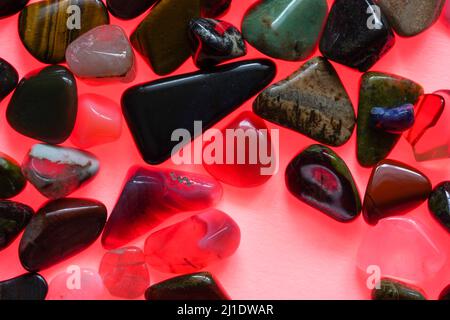 Polished gemstones photographed in the studio with lighting Stock Photo