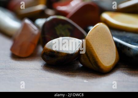 Polished gemstones photographed in the studio with lighting Stock Photo