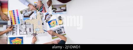 Architects And Designers Working On Color Selection For House Stock Photo