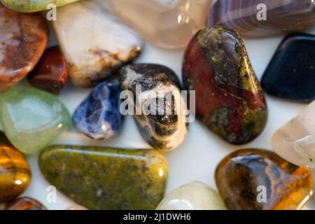 Polished gemstones photographed in the studio with lighting Stock Photo