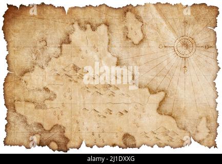 medieval pirates map with hidden treasures isolated Stock Photo