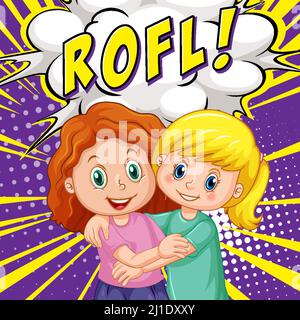 Abbreviation and facial expression retro comic banner design illustration Stock Vector
