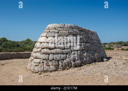 Naveta des Tudons, the most remarkable megalithic chamber tomb in Menorca, Balearic Islands, Spain Stock Photo